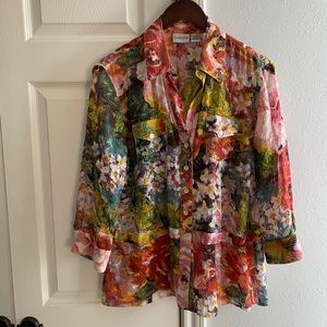 CHICO’S Silk/Rayon Floral Top L